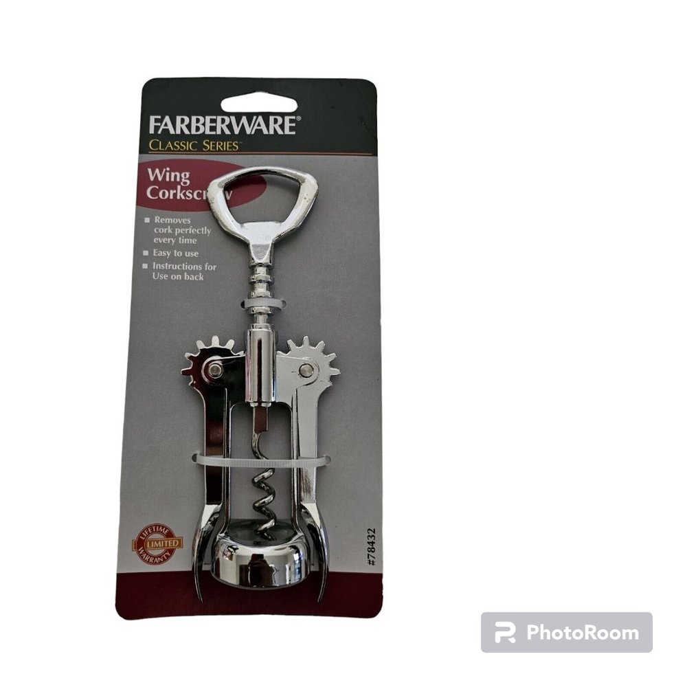 NIP Farberware Classic Series Winged Corkscrew Wine Bottle Opener #74832